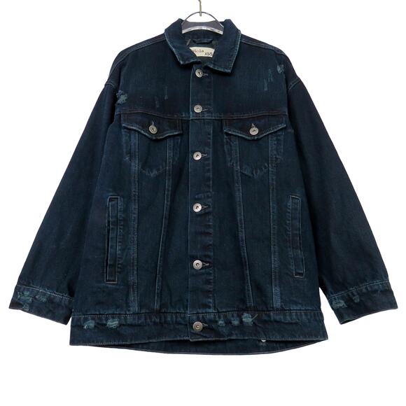 Pistola Distressed Denim Jacket with Star on Back XS/ Small - Picture 4 of 7